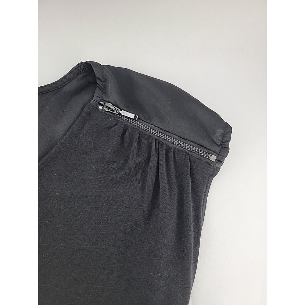 Calvin Klein Women's Black Short Zipper Shoulder Sleeve Knit Top Open Back Sz XS - Picture 6 of 7